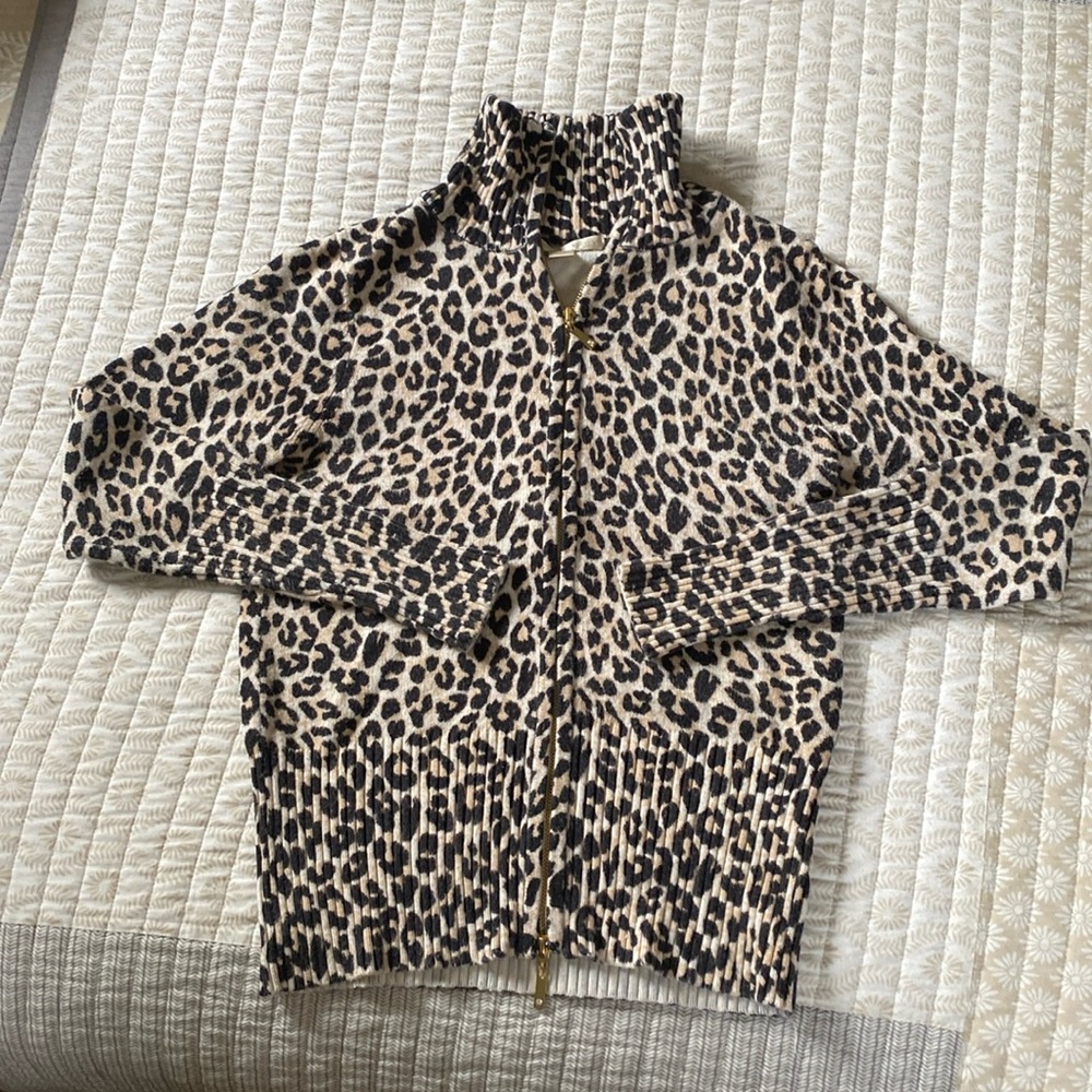 Leopard full zip sweater